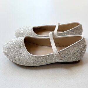BHLDN White and Silver Dress Shoes Sparkly Ballet Flats